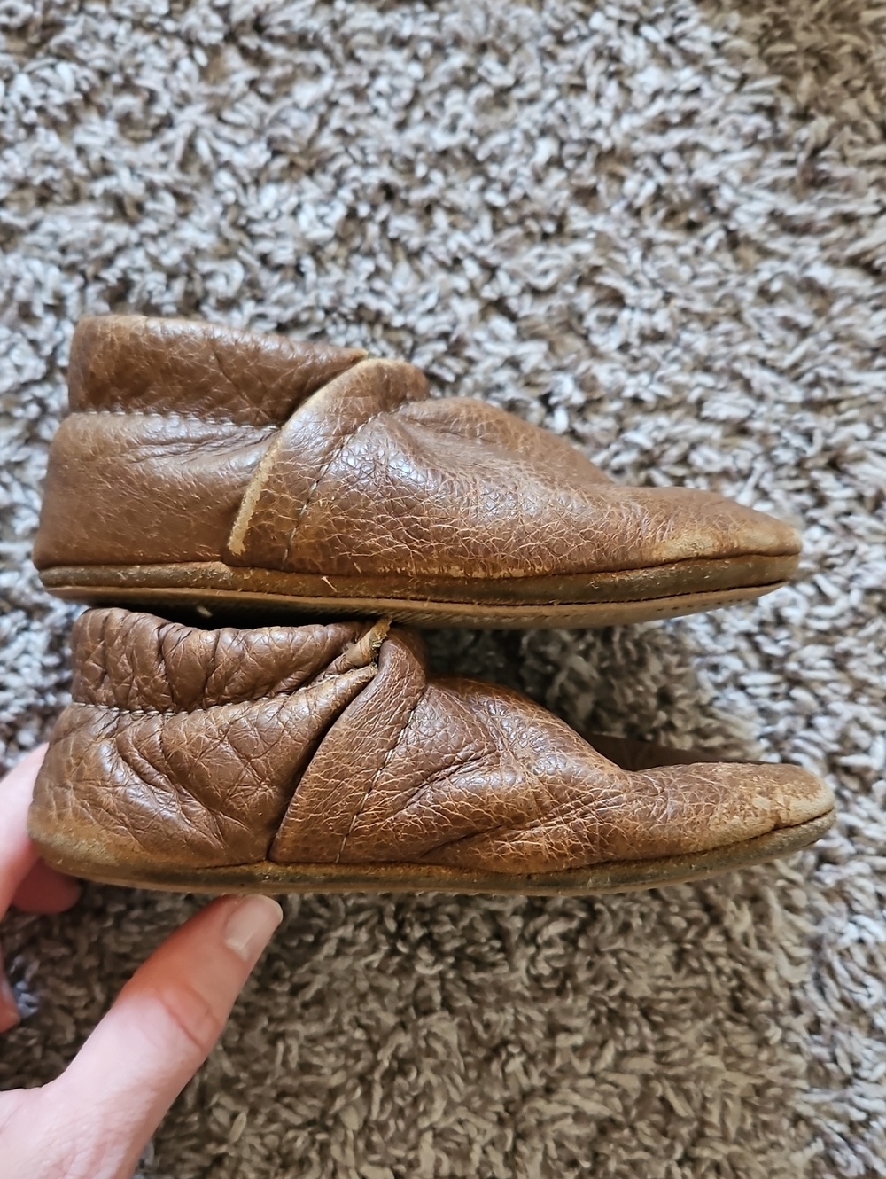 Starry Knight Brown Leather Toddler Moccasins Flexible Rubber Soles Size 7 - Picture 6 of 8